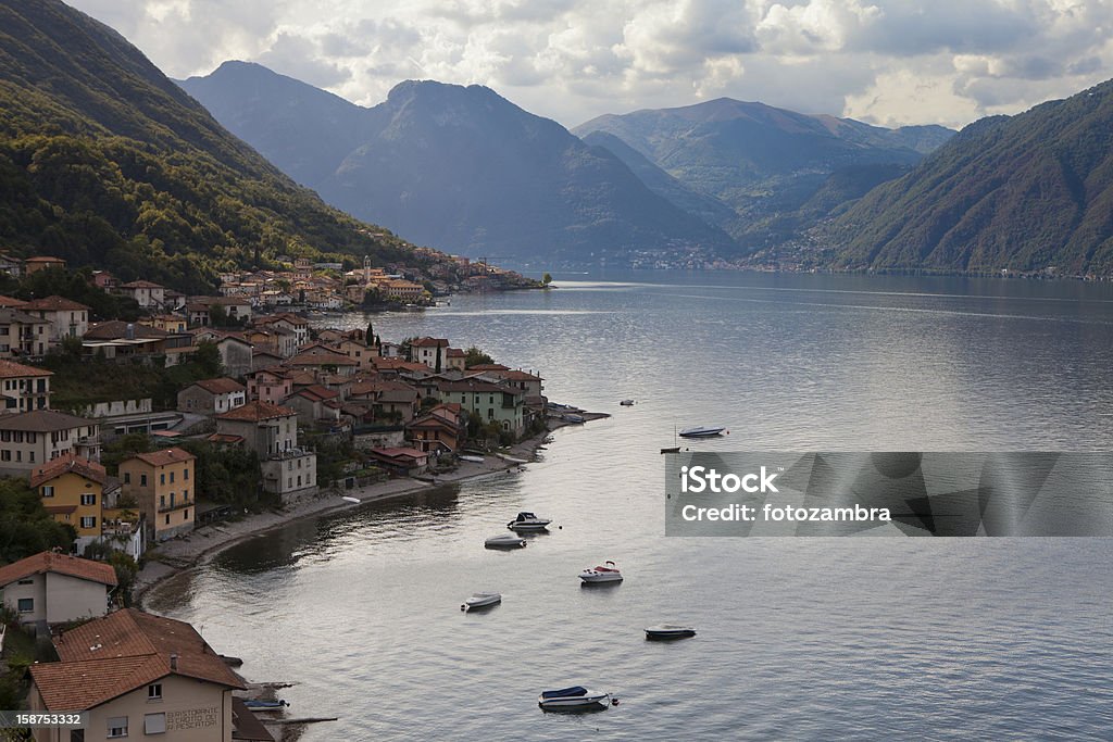 country of Lezzeno country of Lezzeno on the lake of Como Aerial View Stock Photo