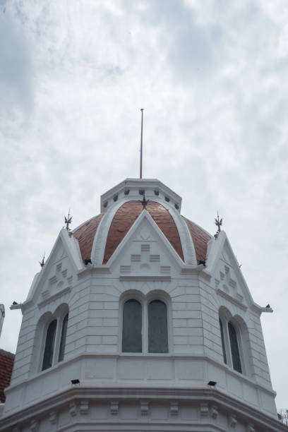 istock Old vintage top part dutch colonial building art deco 1587537233