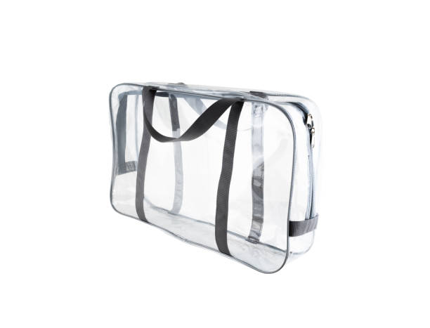 istock Transparent Bag with Black Straps Isolated on a White Background. 1587543627
