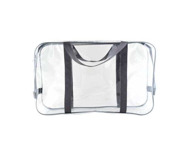 istock Transparent Bag with Black Straps Isolated on a White Background. 1587544183