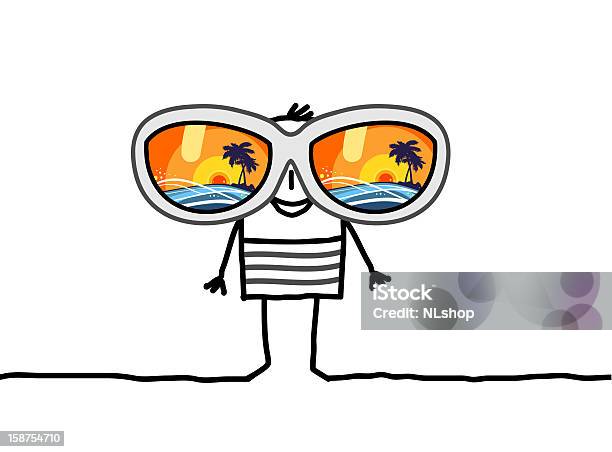 Man With Big Sunglasses Amp Landscape Stock Illustration - Download Image Now - Adult, Cartoon, Characters