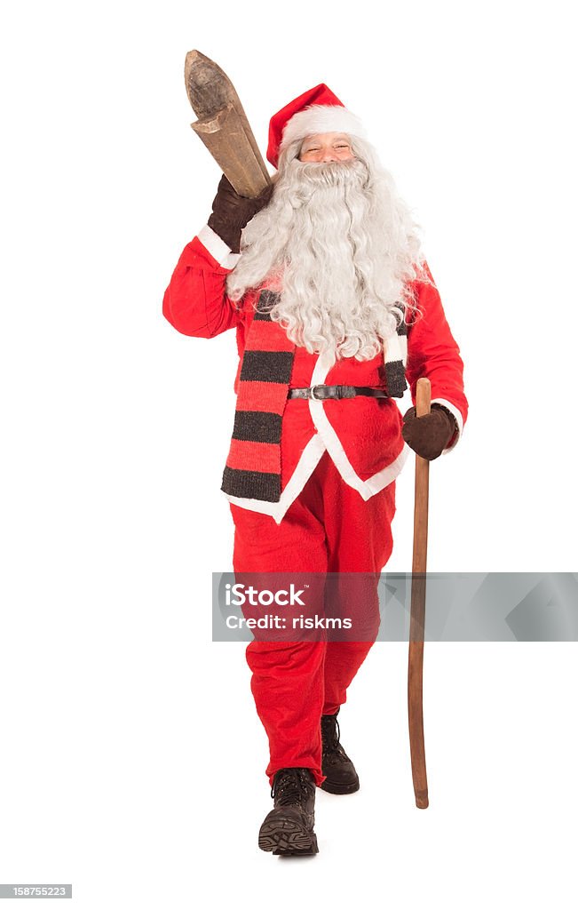 Santa Claus permet de transporter les skis - Photo de Adulte libre de droits