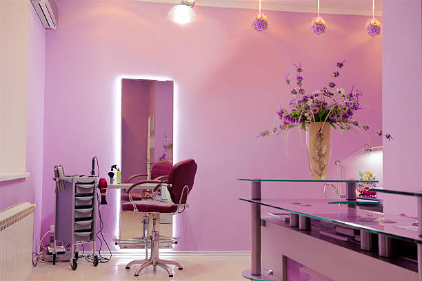 interior of luxury hair salon Professional luxury hair studio with modern equipment salon mirror stock pictures, royalty-free photos & images