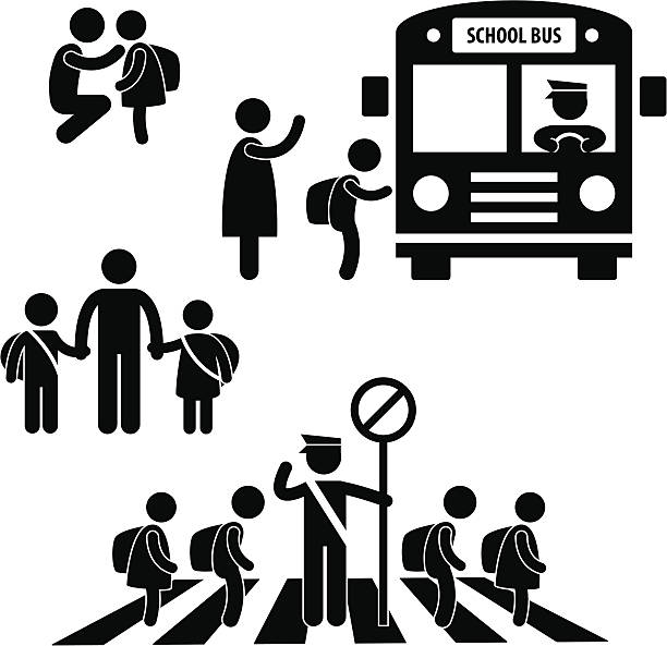 Student Pupil Children Back School Pictogram A set of pictograms representing school children back to school. traffic police stock illustrations