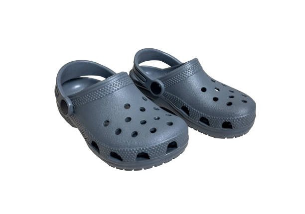 istock Grey Color Rubber Flip Flop Shoes Isolated on a White Background 1587558775