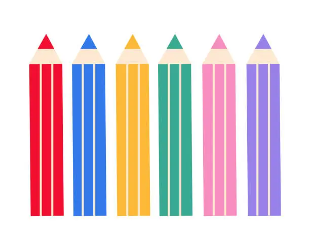 Vector illustration of Set of vector colored pencils on white background