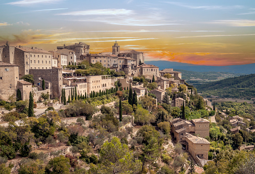 Gordes village in France at sunset