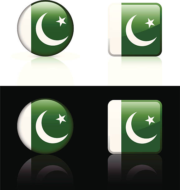 Pakistan Flag Button Set vector art illustration