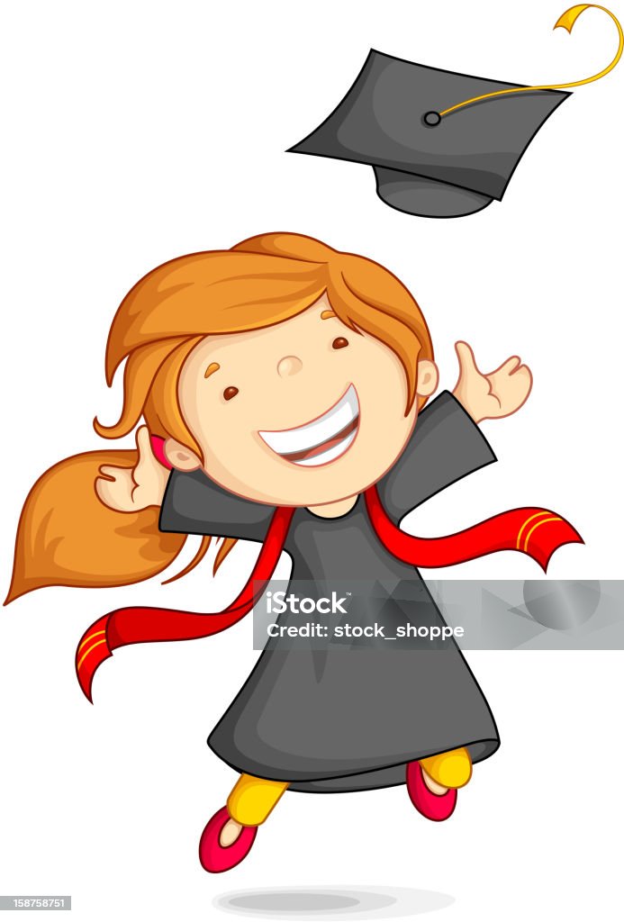Girl in Graduation Gown vector illustration of girl in graduation gown and mortar board Child stock vector