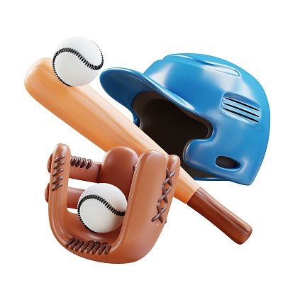 3d illustration, Sports equipment of baseball, A popular sport for Americans and many countries around the world.