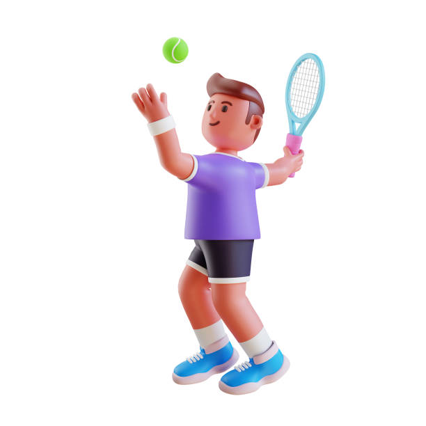 ilustracja 3d, tenis jest popularnym sportem na całym świecie. wiele osób traktuje to jako karierę. lub użyj go jako sportu do ćwiczeń. - sports uniform blue team event sports activity zdjęcia i obrazy z banku zdjęć