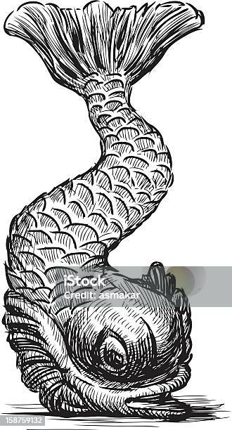 Ilustración de Mitológica Dolphin y más Vectores Libres de Derechos de Aleta de cola - Parte del cuerpo animal - Aleta de cola - Parte del cuerpo animal, Anticuado, Arte