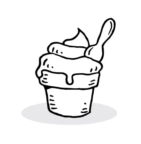 Vector illustration of Hand drawn cup with ice cream