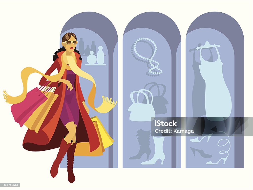 Shopping girl - clipart vectoriel de A la mode libre de droits