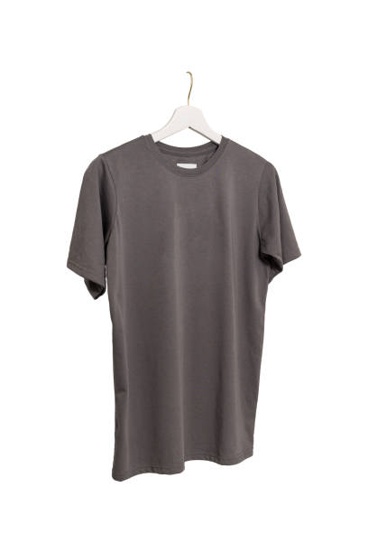 istock Blank gray t-shirt for copy space on white background 1587605925