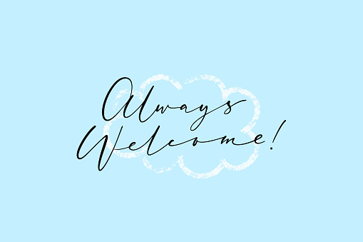 Welcome Horizontal Loop Vector Illustration Always Welcome Horizontal Elegant Banner On Blue ...