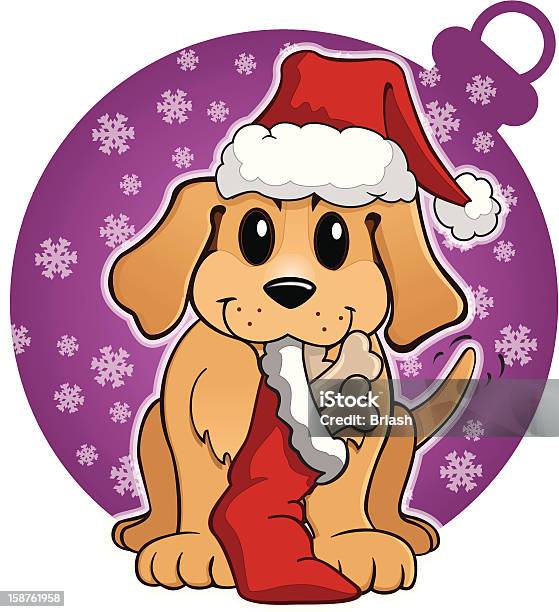 Ilustración de Jingle Bell En Las Crías y más Vectores Libres de Derechos de Adorno de navidad - Adorno de navidad, Animal, Cachorro - Perro