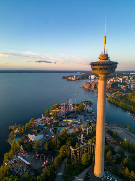 istock Aerial view of an observation tower in Finland 1587621816