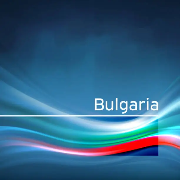 Vector illustration of Bulgaria flag background. Abstract bulgarian flag in the blue sky. National holiday card design. Business brochure design. State banner, bulgaria poster, patriotic cover, flyer. Vector illustration