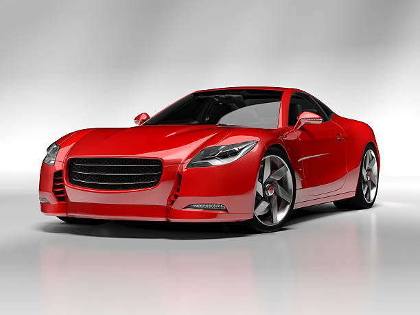 istock Red sports car with black Windows 158763603