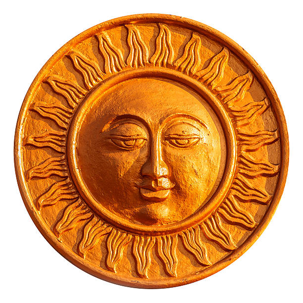 istock Golden sun figurine isolated on white 158763838