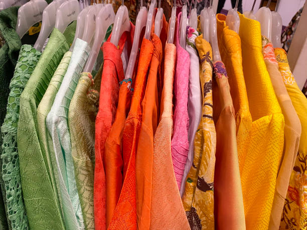 istock Pile of colourful batik cloth 1587639594