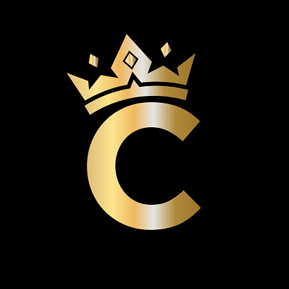 Letter C Crown Logo. Crown Logo on Letter C Vector Template for Beauty, Fashion, Star, Elegant, Luxury Sign
