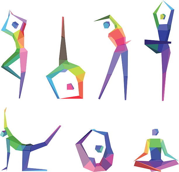 Concept Polygonal People Vector Illustration of Colorful Concept Polygonal People with transparency in eps10 headstand stock illustrations