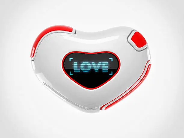 Artificial heart shape with word "love". 3d render