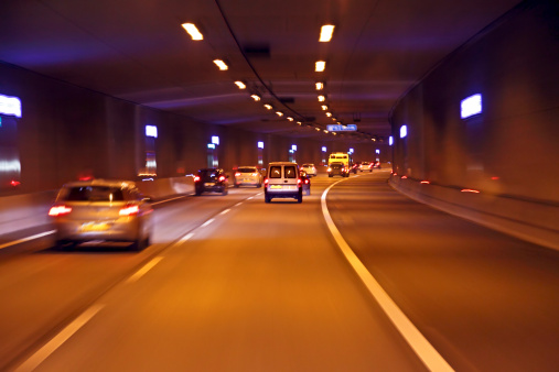 Driving through a tunnel in the Netherlands