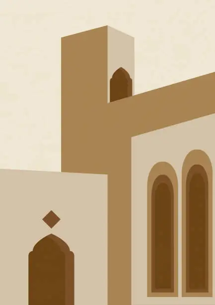 Vector illustration of Aesthetic minimalist Morocco architecture poster illustration