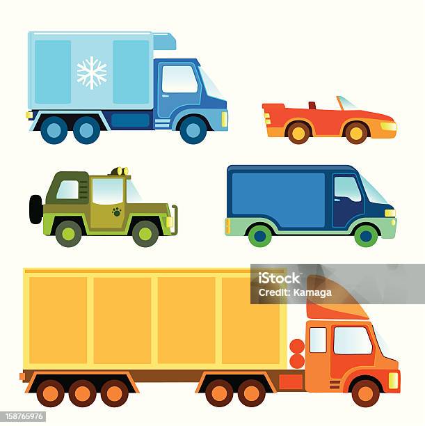 Coleção De Carros De Brinquedo - Arte vetorial de stock e mais imagens de Camião frigorífico - Camião frigorífico, Amarelo, Ambulância