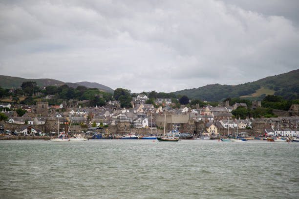 View of Conwy town over the Conwy Estuary Conwy, Wales - July 2nd 2023: View of Conwy town over the Conwy Estuary conwy castle stock pictures, royalty-free photos & images