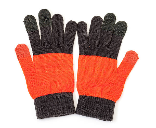 istock Red-black knitted gloves 158767469