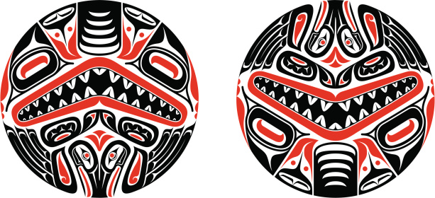 Haida style tattoo design created with animal images. Editable vector illustration.