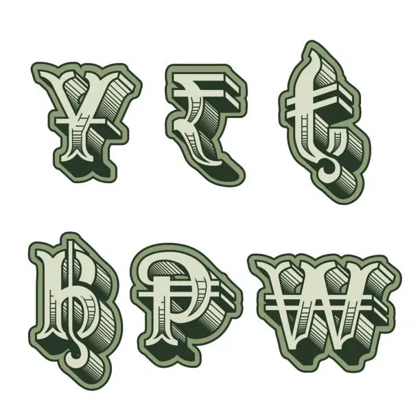 Vector illustration of Vector decorative original alphabet letters english font