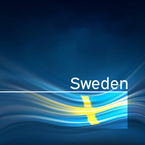 фон флага швеции. абстрактный шведский флаг в голубом небе. дизайн национальной праздничной открытки. дизайн бизнес-брошюры. государственн - day sky swedish flag banner stock illustrations