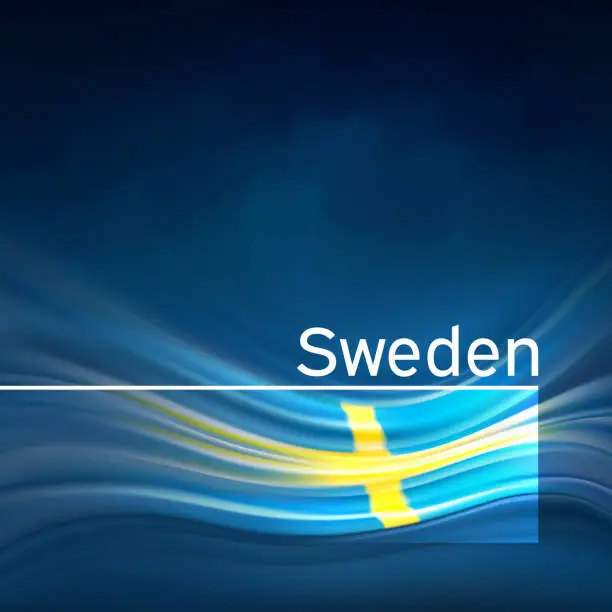 Vector illustration of Sweden flag background. Abstract swedish flag in the blue sky. National holiday card design. Business brochure design. State banner, sweden poster, patriotic cover, flyer. Vector illustration