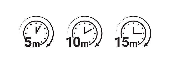 Timer icons. Cooking time icons. Timer symbols. Vector scalable graphics