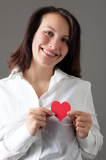 istock Woman with Red Heart 158769163
