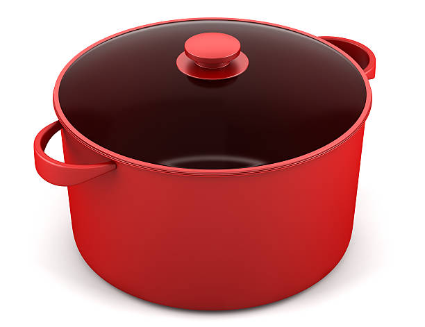 istock single red cooking pan isolated on white background 158769676