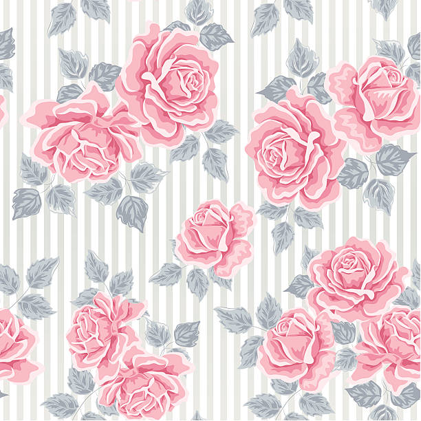 Seamless wallpaper pattern with roses. vector art illustration