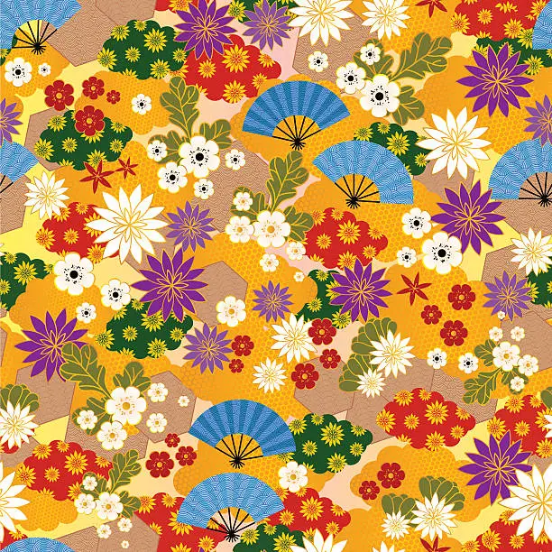 Vector illustration of Japanese kimono pattern