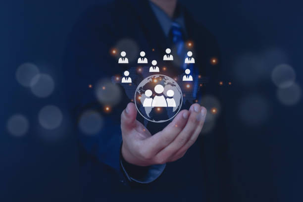 istock Evaluate social networks, HR, personal verification or CRM concepts - complete brokerage with one person on hand. 1587734209