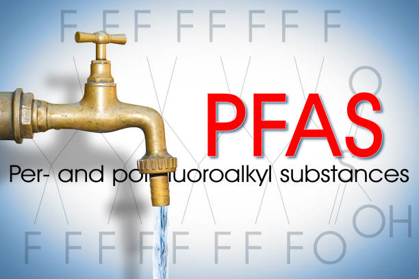 istock Alertness about dangerous PFAS Perfluoroalkyl and Polyfluoroalkyl substances in drinking water - concept with drinking water faucet 1587740299