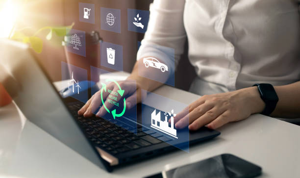 istock New modern technologies that make us have a clean, environmentally friendly and recyclable environment. Sustainable development and green business based on renewable energy. 1587742954