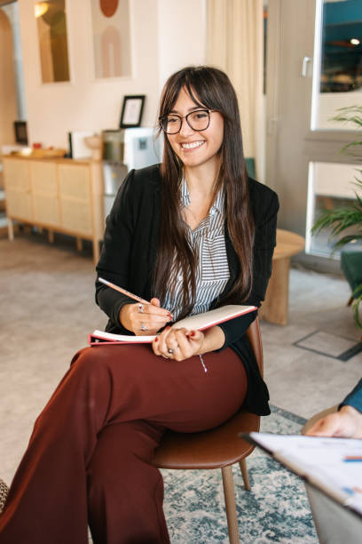 Woman from human resources on a meeting smiling stock photo