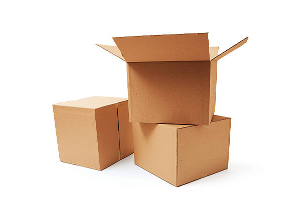 段ボール箱 - corrugated cardboard moving house cardboard box ストックフォトと画像