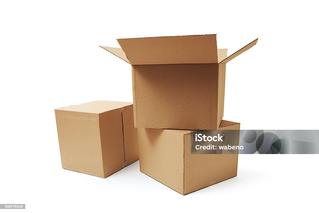 Cardboard boxes Cardboard boxes on white background Box - Container Stock Photo