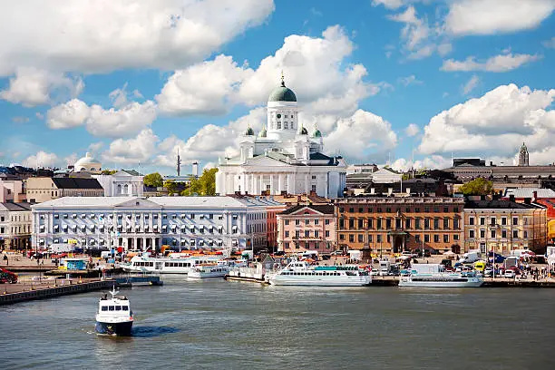 Scenic summer view of historical center of the Finnish capital. Helsinki, Finland